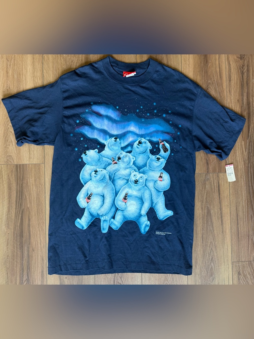 Vintage 1994 RARE Coca-Cola Shirt Mens XL Blue Polar Bears Single Stitch